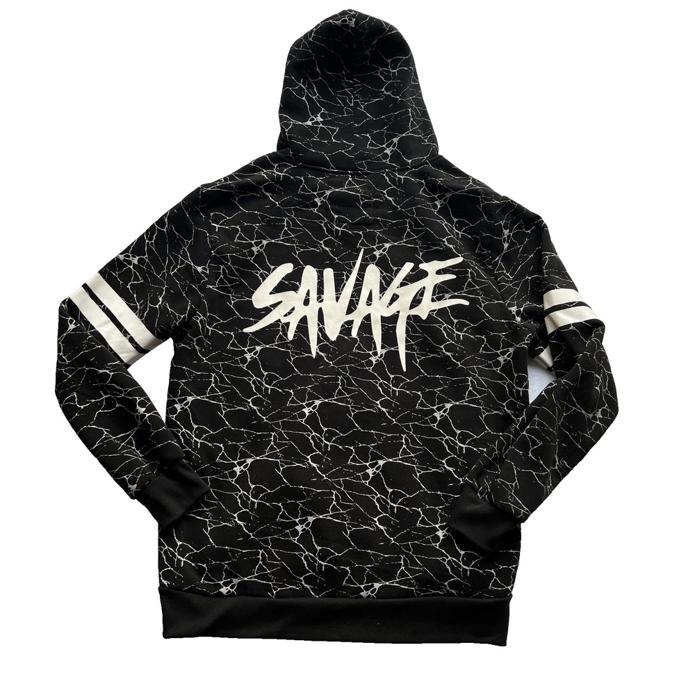 Phat Farm Hoodie Men's L Black Gold Drippin Savage Graphic Pullover Streetwear - Picture 2 of 13